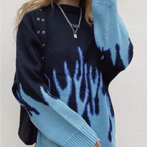 Blue Flame Oversized Sweater